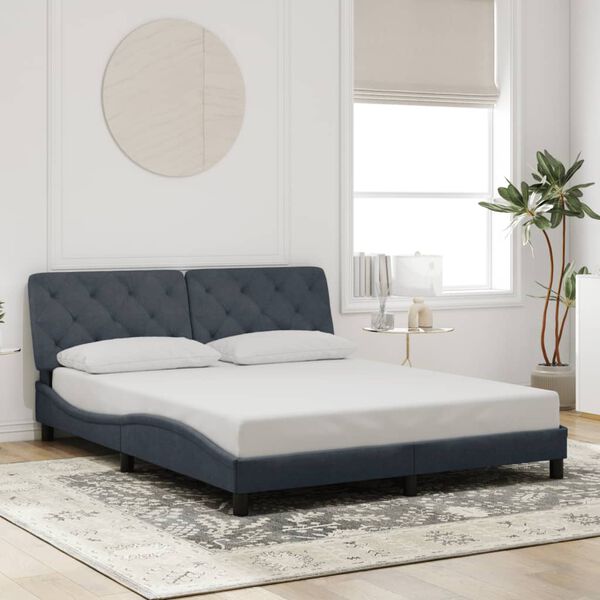 vidaXL Estructura de cama sin colch&oacute;n terciopelo gris oscuro 160x200cm
