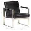 vidaXL Sill&oacute;n de cuero aut&eacute;ntico negro 60x73x77 cm