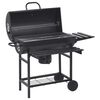 vidaXL Parrilla de barril ruedas y estantes acero negro 115x85x95 cm