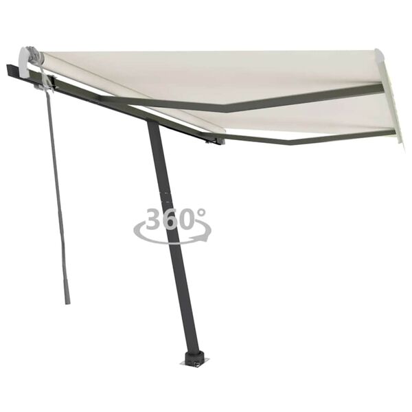 vidaXL Toldo de pie retr&aacute;ctil manual crema 350x250 cm