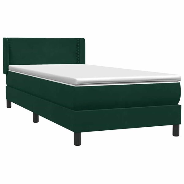 vidaXL Cama box spring con colch&oacute;n terciopelo verde oscuro 200x210 cm