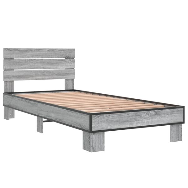 vidaXL Estructura cama madera ingenier&iacute;a metal gris Sonoma 90x200 cm