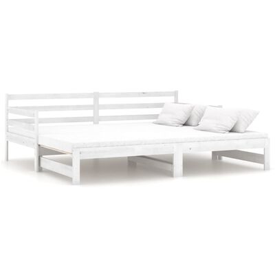 vidaXL Sofá cama extraíble madera maciza de pino blanco 2x(90x200) cm
