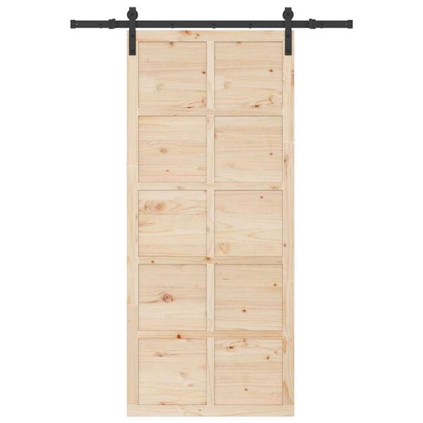 vidaXL Puerta Corredera Marrón 80 x 208 cm Madera de pino macizo