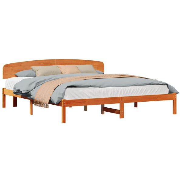 vidaXL Estructura de cama con cabecera Marr&oacute;n cera 200 x 200 cm