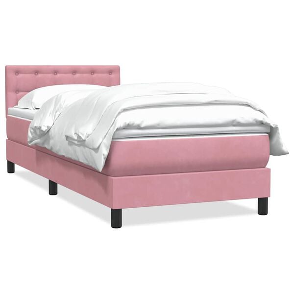 vidaXL Cama box spring con colch&oacute;n terciopelo rosa 80x210 cm