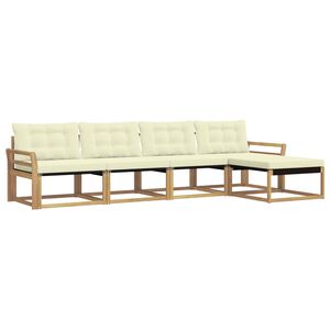 vidaXL Conjunto de sof&aacute;s de exterior con coj&iacute;n 5 pcs Blanco y Crema