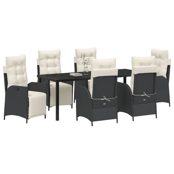 vidaXL Conjunto de Comedor de Jard&iacute;n 7 pcs Negro rat&aacute;n sint&eacute;tico