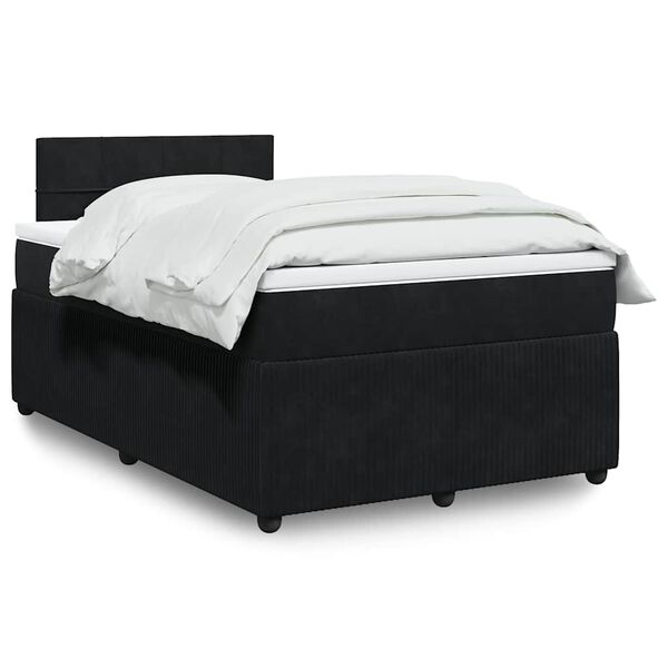 vidaXL Cama box spring con colch&oacute;n terciopelo negro 120x190 cm