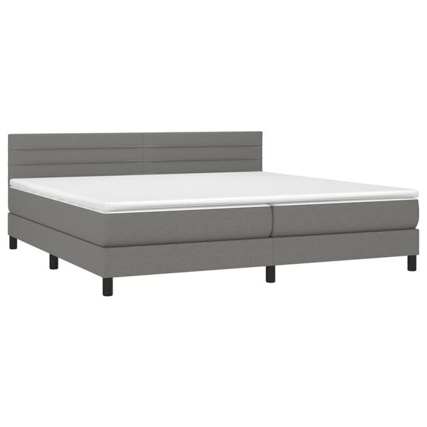 vidaXL Cama box spring colch&oacute;n y luces LED tela gris claro 200x200 cm