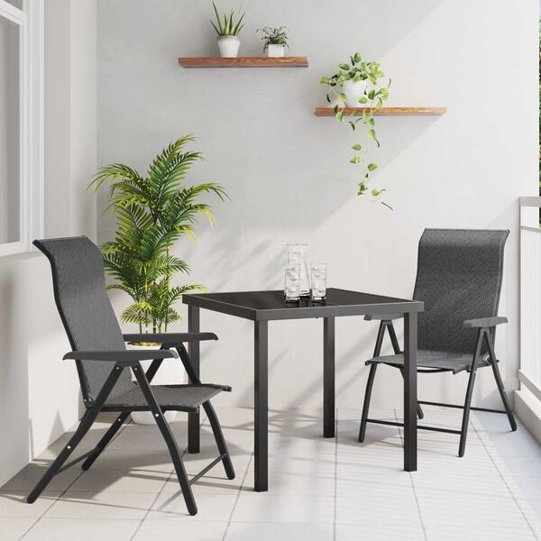 vidaXL Conjunto de Comedor de Jardín 3 pcs Gris