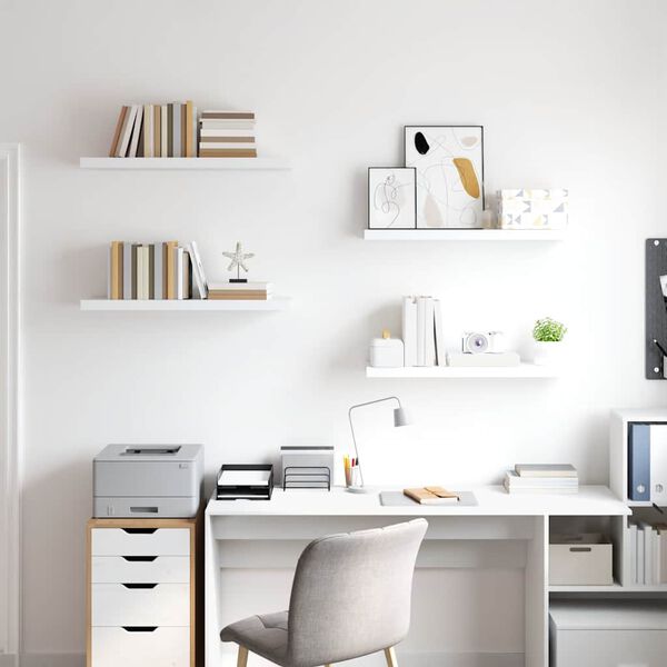 vidaXL Estantes flotantes de pared 4 uds MDF blanco 80x23,5x3,8 cm