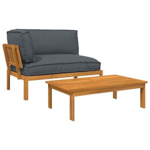 vidaXL Juego de Sof&aacute; con coj&iacute;n 2 pcs Antracita Madera de Acacia S&oacute;lida