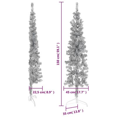vidaXL Medio árbol de Navidad artificial con soporte plateado 150 cm