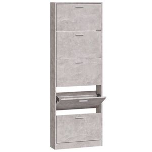 vidaXL Zapatero madera contrachapada gris hormig&oacute;n 59x17x169 cm