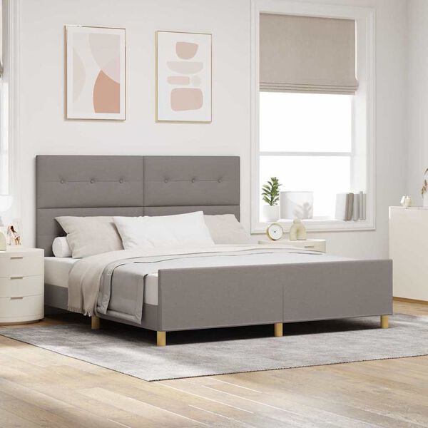 vidaXL Estructura de cama con cabecera Taup&eacute; 180 x 200 cm tela