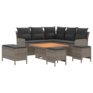 vidaXL Juegos de muebles 7 pcs Gris y Gris Oscuro Rat&aacute;n sint&eacute;tico
