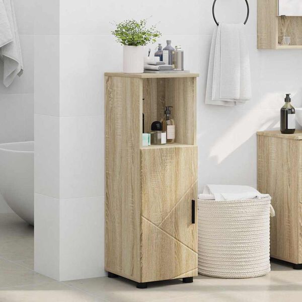 vidaXL Gabinete de Ba&ntilde;o con puerta Roble Sonoma 30 x 35 x 95 cm