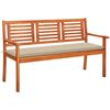 vidaXL Banco de jard&iacute;n 3 plazas madera maciza eucalipto y coj&iacute;n 150 cm