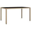 vidaXL Mesa de jard&iacute;n rat&aacute;n beige y superficie de vidrio templado
