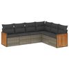 vidaXL Set de muebles de jard&iacute;n 6 pzas y cojines rat&aacute;n sint&eacute;tico gris