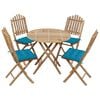 vidaXL Set de comedor de jard&iacute;n plegable con cojines 5 piezas bamb&uacute;