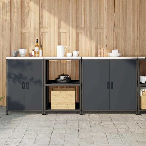 vidaXL Juego de Almacenamiento de Cocina con estante 3 pcs Antracita