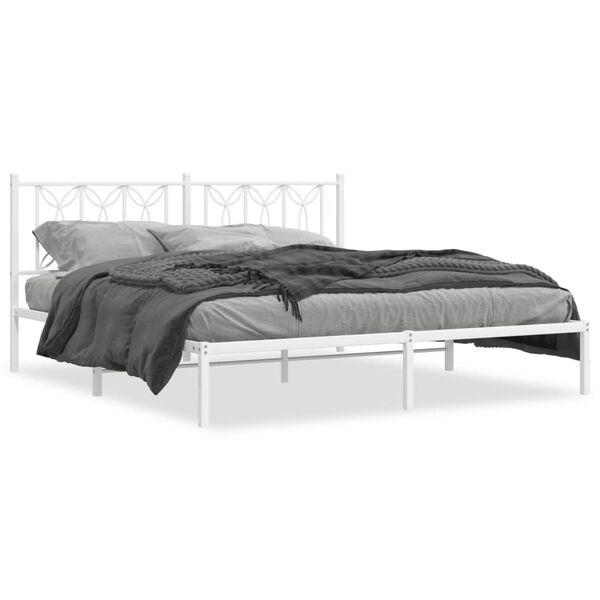 vidaXL Estructura cama sin colchón con cabecero metal blanco 183x213cm