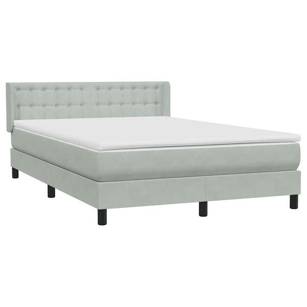 vidaXL Cama box spring con colch&oacute;n terciopelo gris claro 160x220 cm