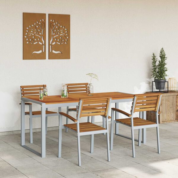 vidaXL Conjunto de Comedor de Jard&iacute;n 5 pcs Gris
