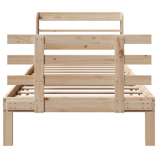 vidaXL Estructura de cama con cabecero madera maciza pino 75x190 cm