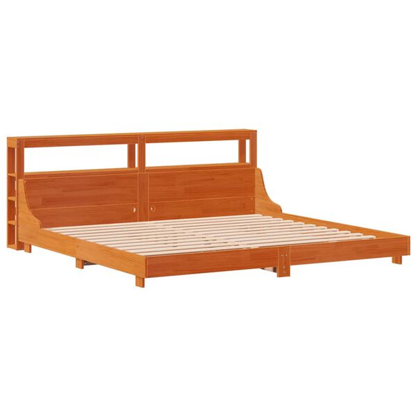 vidaXL Cama sin colch&oacute;n madera maciza de pino marr&oacute;n cera 180x200 cm