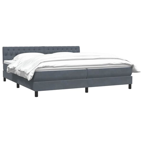 vidaXL Cama box spring con colch&oacute;n terciopelo gris oscuro 180x220 cm