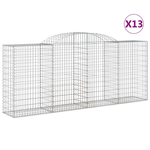 vidaXL Cestas gaviones 13 uds forma de arco hierro 300x50x120/140 cm