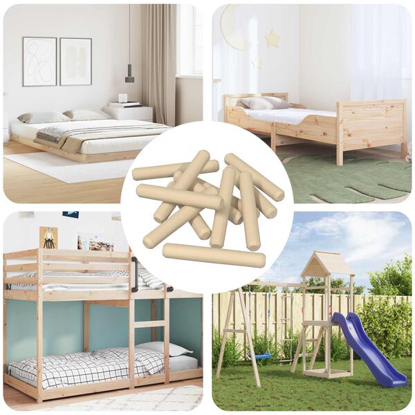 vidaXL Dowel de madera 12 pcs Marr&oacute;n &Oslash;8 x 50 mm Madera maciza