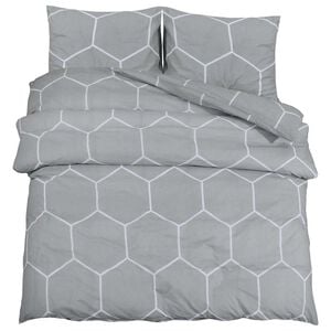 vidaXL Juego de funda n&oacute;rdica gris y blanco 140x200 cm algod&oacute;n