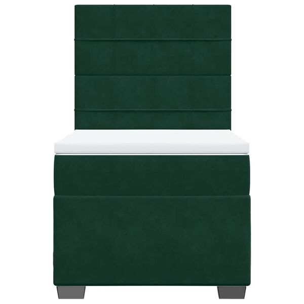 vidaXL Cama box spring con colch&oacute;n terciopelo verde oscuro 80x200 cm