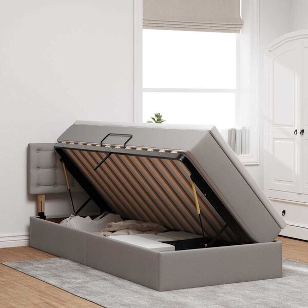 vidaXL Cama con almacenamiento y colch&oacute;n Taup&eacute; 100 x 200 cm