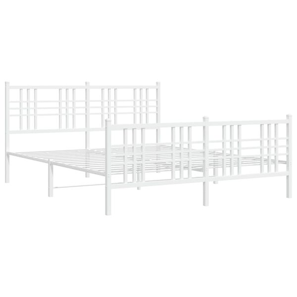 vidaXL Estructura cama sin colch&oacute;n con estribo metal blanco 150x200 cm