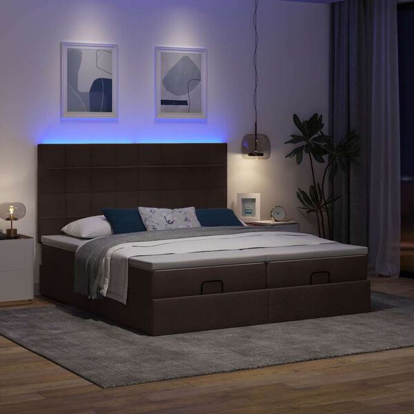 vidaXL Estructura cama otomana colchones tela marr&oacute;n oscuro 160x200 cm