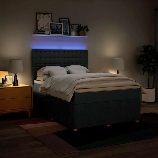 vidaXL Cama box spring con colch&oacute;n tela azul 140x200 cm