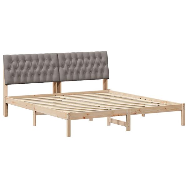 vidaXL Estructura de Cama con Cabecera Tapizada Marrón 180 x 200 cm