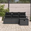 vidaXL Conjunto de sof&aacute; de jard&iacute;n con coj&iacute;n 4 pcs Negro Polirat&aacute;n
