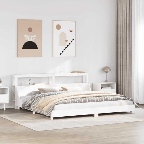 vidaXL Cama sin colch&oacute;n madera maciza de pino blanca 180x200 cm