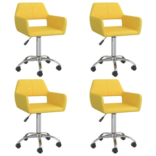 vidaXL Sillas de comedor giratorias 4 unidades tela amarillo
