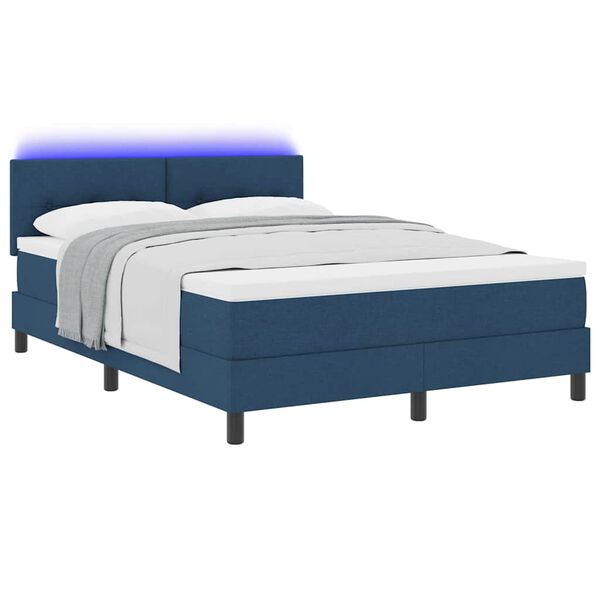 vidaXL Cama tipo Box Spring con colchón Azul 140 x 190 cm tela