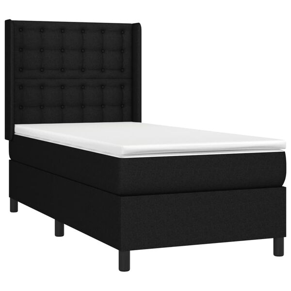 vidaXL Cama box spring con colch&oacute;n tela negro 90x200 cm