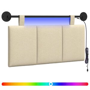vidaXL Cabecero colgante Con luz LED Crema Tela