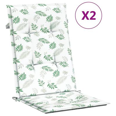 vidaXL Cojines de silla de respaldo alto 2 uds tela estampado de hojas