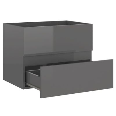 vidaXL Conjunto de muebles de baño 2 piezas aglomerado gris brillante